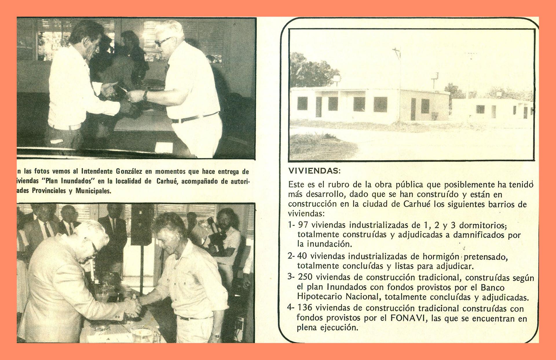 VIVIENDAS PLAN INUNDADOS ENTREGA gobierno 1983-1987-D-249