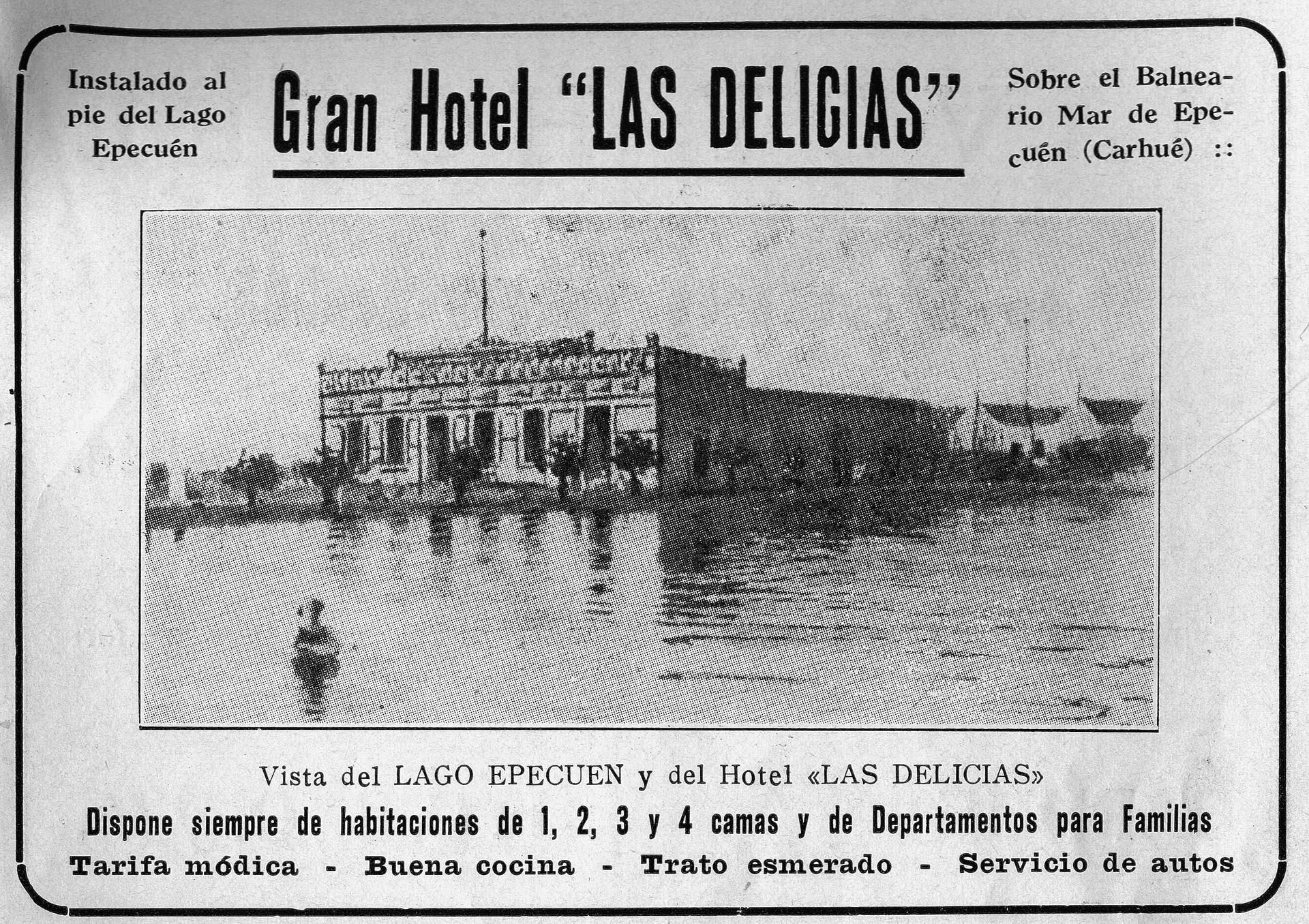 blog 1 El Gran Hotel Las Delicias sobre la costa misma de la laguna. Publicidad