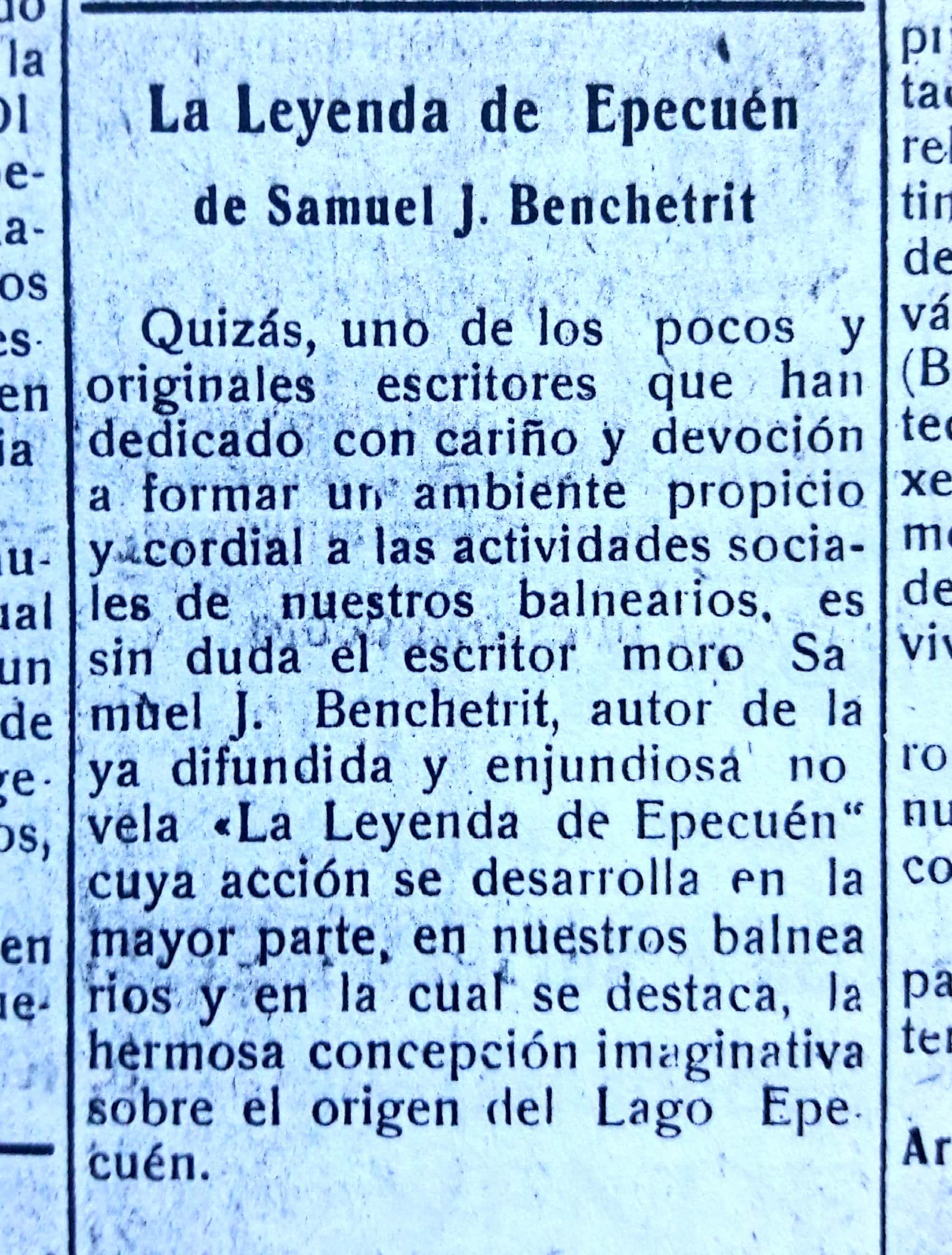 1930 lA LEYENDA DE EPECUEN SAMUEL j. bENCHETRIT