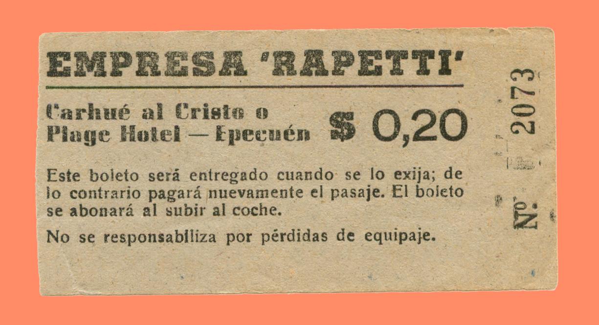 Docu turismo 1970 ca boleto colectivo rapetti