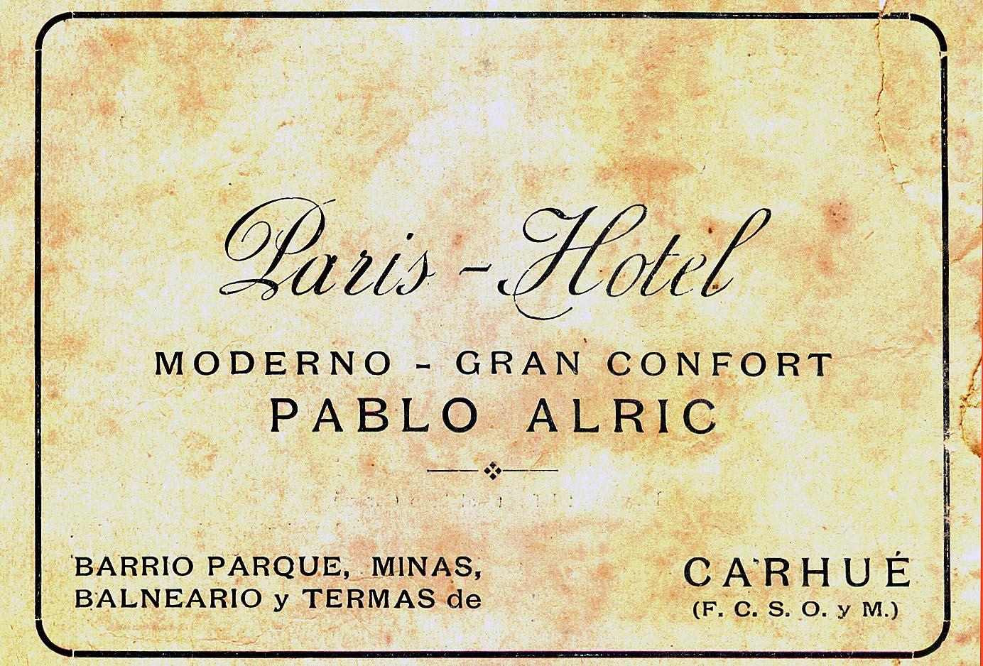 Hotel Paris, Alric Pablo 1928